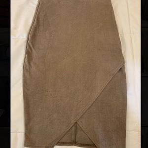 Misguided Cross Split Khaki Skirt